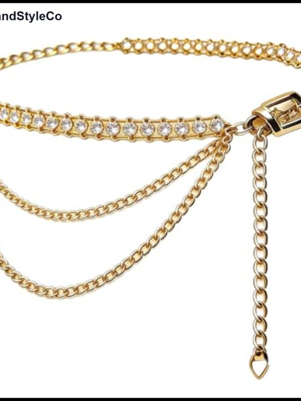 Rhinestone Layered Waist Chain Adjustable Body Jewelry for Dress Pants